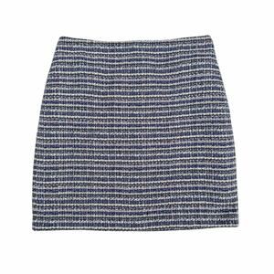 Talbots Sz 12 Navy Blue Red Preppy Academia Tweed Plazacore Pencil Skirt